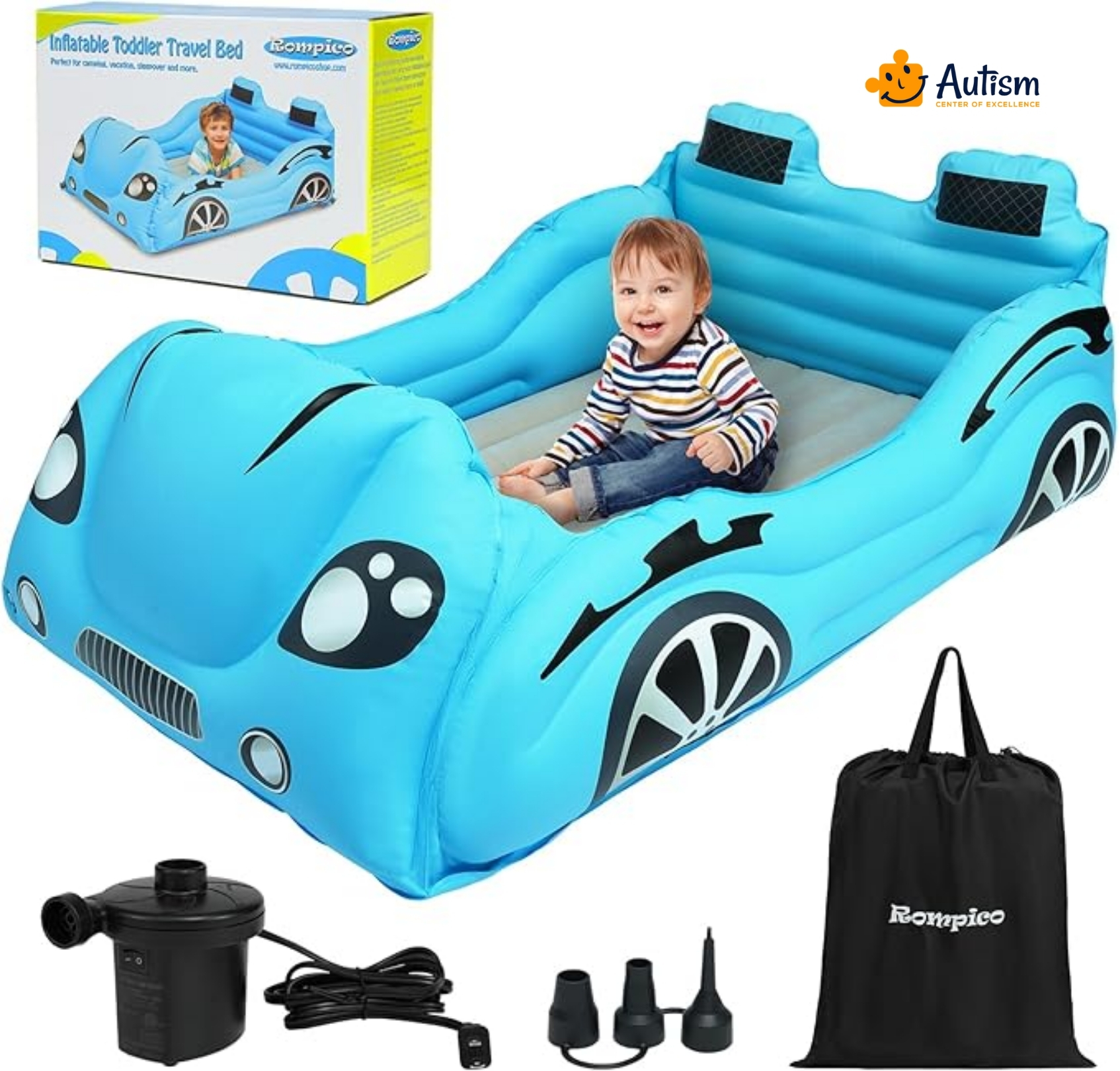 Portable Inflatable Racecar Toddler Travel Bed