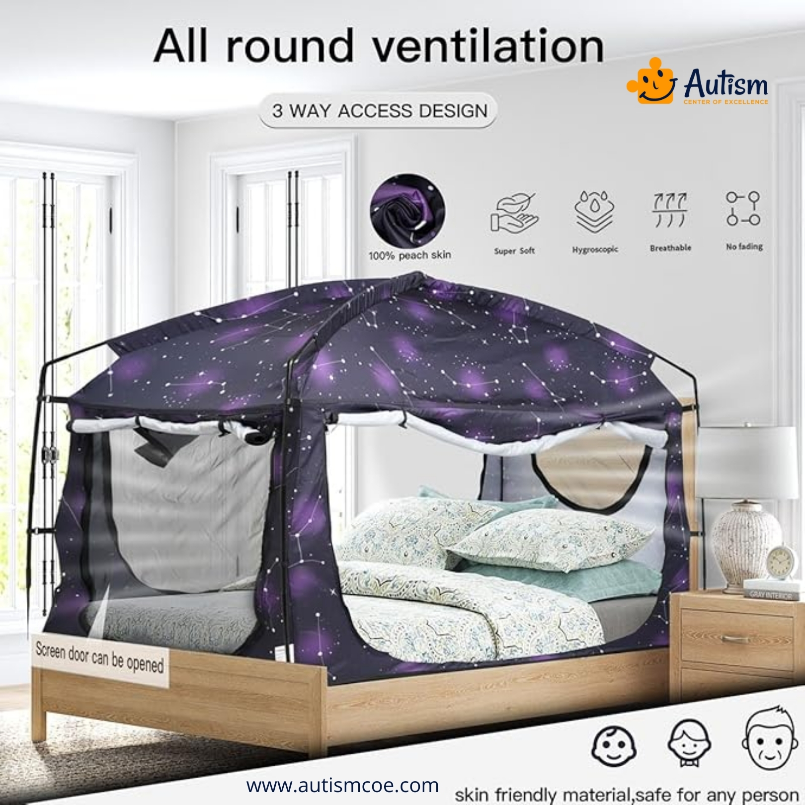 Portable Privacy Bed Tent with Blackout Drapes