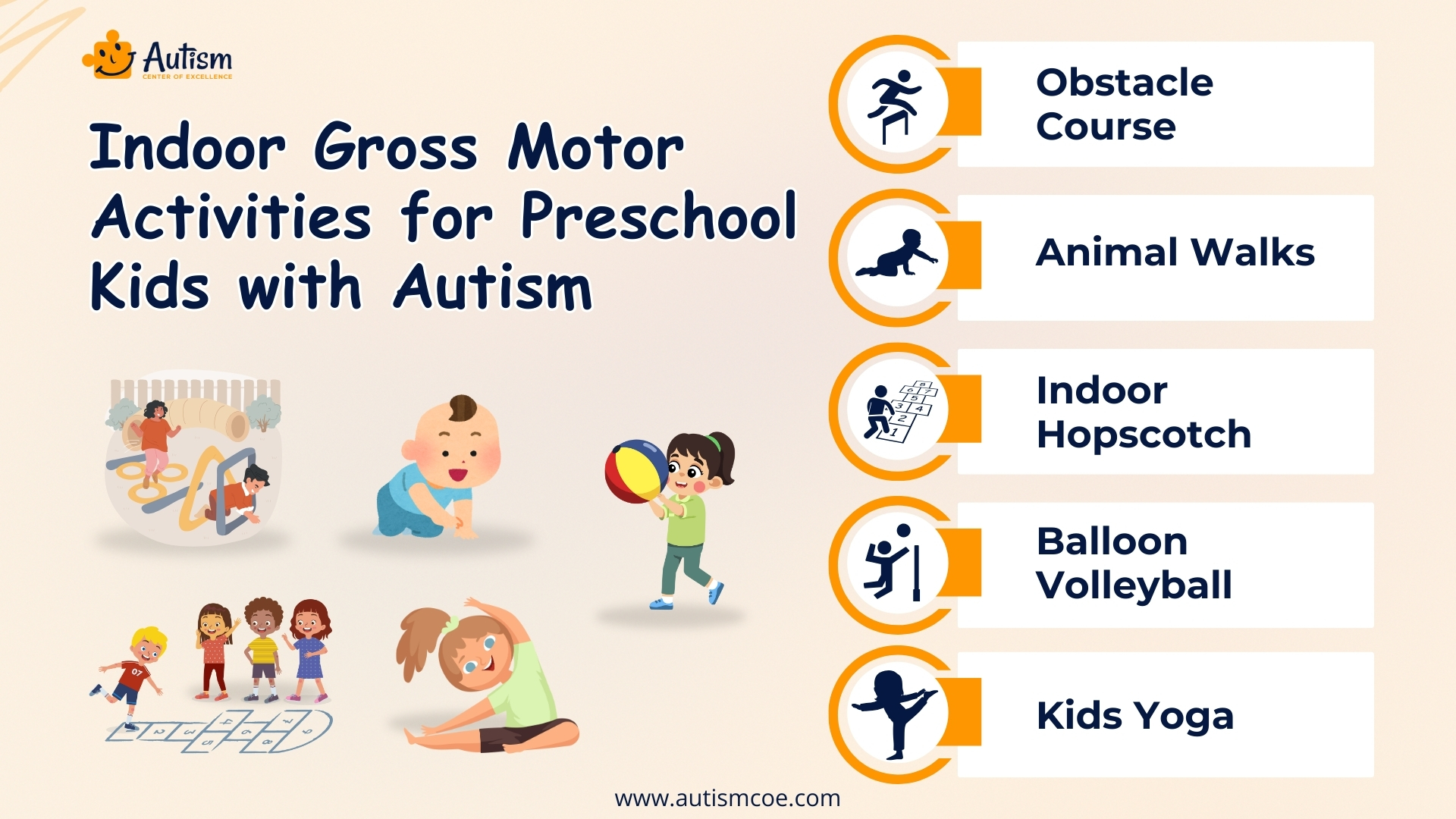 Indoor Gross Motor Activities for Preschool Kids with Autism